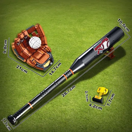 Vista 6 de Día del Padre para papás del béisbol y fanáticos de los deportes, juego de construcción de béisbol para adultos, 1021 piezas de juguete