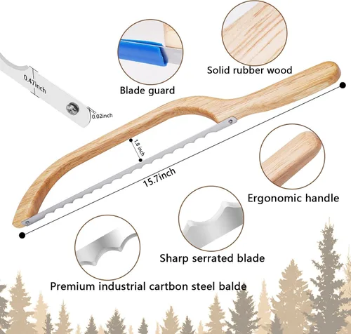 Vista 6 de Cuchillo de pan para masa madre de pan casera, cuchillo de arco para masa madre, cortador de pan, sierra de pan para pan casero