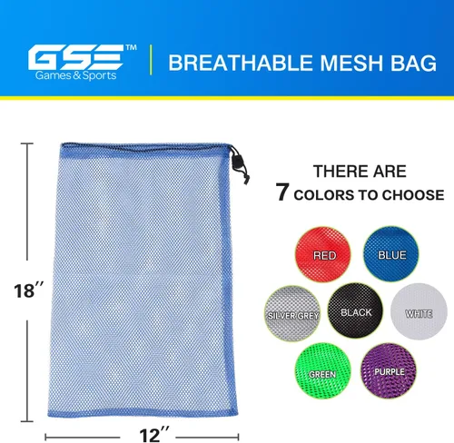 Vista 3 de GSE Games & Sports Expert Bolsa de malla con cordón para béisbol, pelotas de pickleball, pelotas de golf, gimnasio, equipo de natación, lavandería