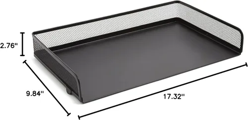 Vista 4 de TRU RED Bandeja de cartas de metal apilable de carga lateral, negro mate - Organizador de papel de escritorio para archivos y documentos de oficina
