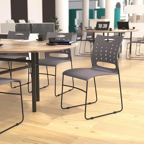Vista 2 de Flash Furniture Hercules - Silla apilable con respaldo de ventilación, color gris