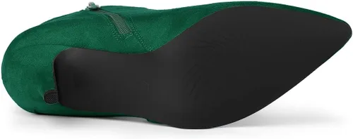 Vista 5 de Allegra K Botines de tacón de aguja con cremallera lateral y punta puntiaguda para mujer