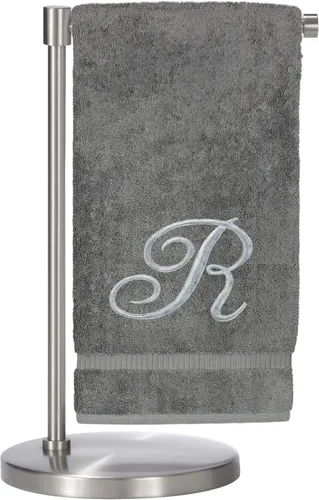 Vista 57 de Script R - Toalla de baño con monograma, regalo personalizado, 27 x 54 pulgadas, juego de 1 toalla bordada con texto dorado, 100% algodón turco Navy
