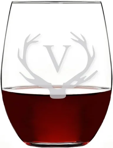 Vista 24 de Antler Initial - Copa de vino sin tallo (15 onzas, letra B, 4 unidades)