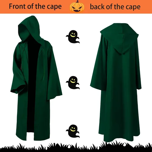 Vista 2 de Men Tunic Hooded Robe Cloak Knight Fancy Cool Cosplay Costume Halloween Costume Tunic Hoodies Robe Cosplay Capes