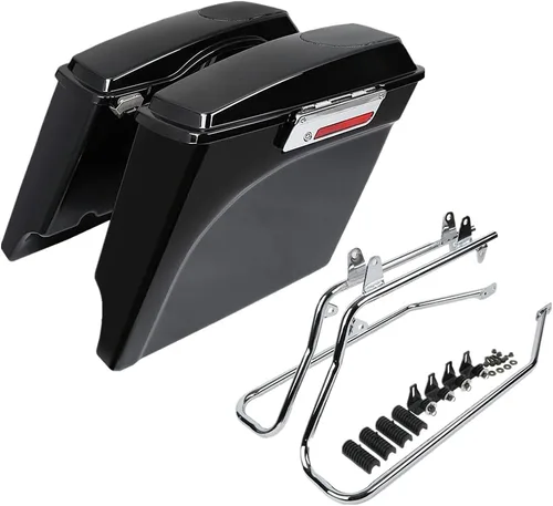 Vista 57 de Kit de soporte de conversión para alforjas extendidas de 4" TCMT, compatible con Harley Heritage Softail Fatboy FLSTF Breakout 1984-2017, negro