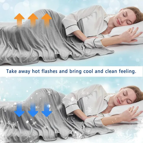 Vista 2 de EMME Manta Refrescante, Manta de Verano Delgada y Liviana para Sofá, Mantas Frías para Cama para Personas que Duermen con Calor, Doble Cara