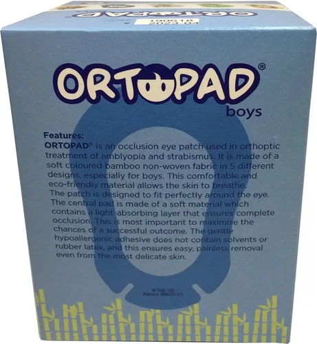 Vista 3 de Ortopad® Parches de bambú para niños, 50/bx, paquete de llamas de carreras, tamaño regular 4+ años