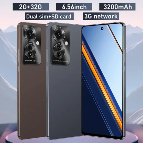 Vista 2 de Smartphone desbloqueado con pantalla HD de 6.56 pulgadas, 2 GB de RAM 32 GB ROM (ampliable hasta 128 GB), teléfono Android Dual SIM, cámara de 2