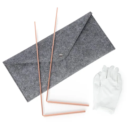 Vista 8 de Kit de varillas de adivinación de cobre puro al 99.9% - 2 piezas 30 * 13 cm varillas de adivinación + bolsa de regalo + guantes para adivinación por