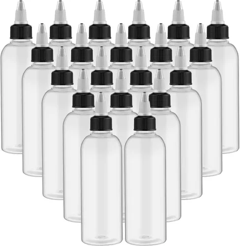 Vista 8 de Tanlade 200 botellas de plástico de 2 onzas para exprimir a granel Boston dispensadoras de aceite vacías para el cabello con tapa para aceites