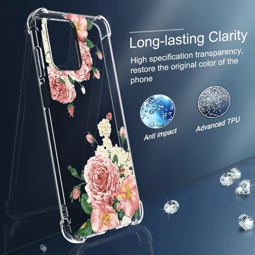 Vista 3 de Osophter Funda para Moto G 5G 2023, Motorola G 5G 2023 para mujeres y niñas, diseño floral con protector de pantalla, absorción de golpes, funda