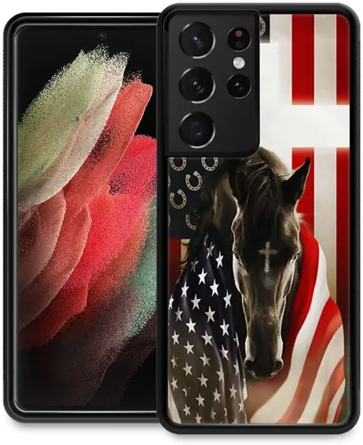 Vista 8 de Funda compatible con Samsung Galaxy S21 Ultra, funda protectora de madera con bandera estadounidense antideslizante y a prueba de golpes