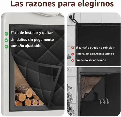Vista 6 de Cubierta magnética para chimenea, manta bloqueadora de chimenea, ahorra energía, tapón de chimenea para interiores para pérdida de calor en invierno