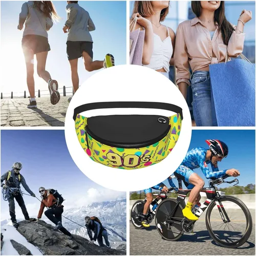 Vista 6 de Riñonera con patrón sin costuras de los años 80 y 90 estilo Memphis para hombres y mujeres, cintura informal ajustable para viajes, fiestas