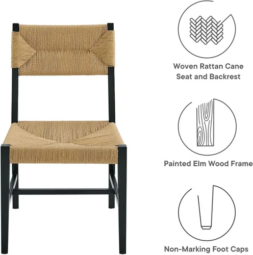 Vista 8 de Modway EEI-5489-BLK-NAT Bodie Silla de comedor de madera, color negro natural