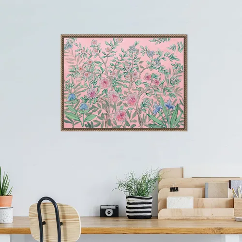 Vista 5 de Amanti Art Lienzo enmarcado para pared, 18 x 24 pulgadas, jardín francés rosa, por Julia Purinton, lienzo enmarcado para pared, obras de arte