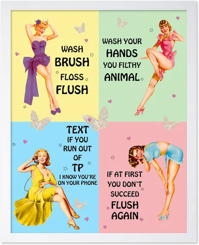Vista 34 de Poster Master Pin Up Girl Poster - Better Late Than Ugly Print - Butterfly Art - Modern Art - Trendy Art - Gift for Men & Women - Funny Decor for