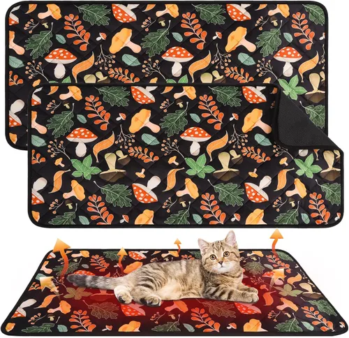 Vista 16 de Homimp 4 almohadillas para orina de conejillo de indias, autocalentables, para mantener el calor, lavables y antideslizantes, camas de animales Negro