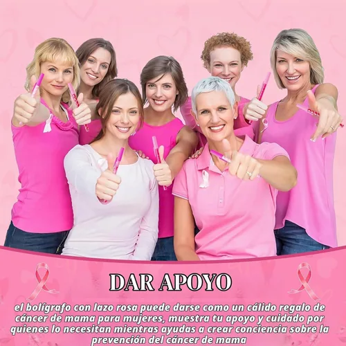 Vista 6 de JANYUN 26 bolígrafos de gel con cinta rosa para concientización sobre