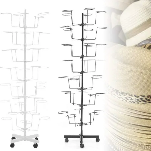 Vista 5 de Exhibición giratoria para sombreros de 7 niveles y 35 sombreros, soporte ajustable para sombreros, sombreros de exhibición giratorios, estante