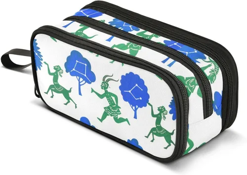 Vista 8 de Bolsa de lápices de nylon para niños azul verde sombra títere estilo pintura gran capacidad gran cremallera estuche de lápices papelería para preppy
