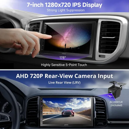 Vista 5 de ATOTO A5L Android Doble DIN Estéreo para coche con pantalla táctil de 7 pulgadas CarPlay Android inalámbrico Auto, conexión Wi-Fi/BT/USB, 24EQ