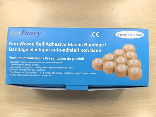 Vista 4 de LotFancy Cinta autoadhesiva, paquete de 30, 1 pulgada x 5 yardas, vendaje autoadhesivo para vendaje elástico, cinta médica de primeros auxilios