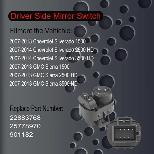 Vista 4 de Reemplazo del interruptor de la ventana eléctrica del lado del conductor, cerradura de puerta y espejo para Chevrolet Silverado 2007-2014 2007-2014