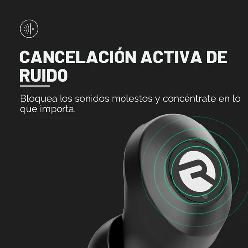Vista 4 de Raycon - Auriculares inalámbricos Bluetooth para uso diario con micrófono, cancelación activa de ruido, sudor y resistente al agua, auriculares Negro