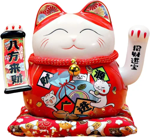 Vista 10 de Lucky Figurines - Estatua de brazo agitado de gato, gato chino de la fortuna, gato japonés de buena suerte para el hogar, oficina, tienda, brazo