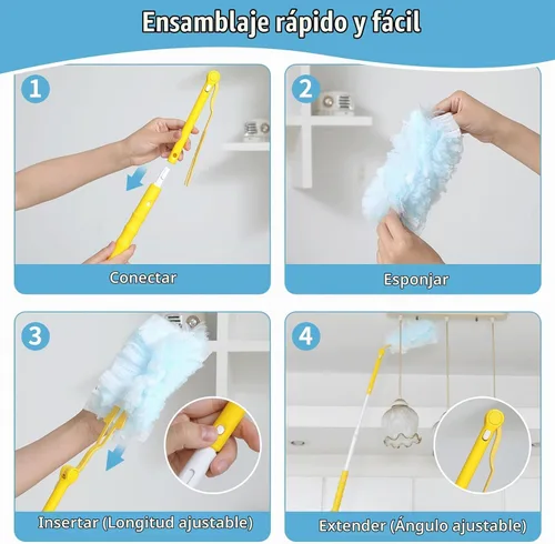 Vista 6 de 60 repuestos de plumero resistente de 360° compatibles con Swiffer, repuesto de plumero electrostático desechable extragrueso de tamaño grande con 1