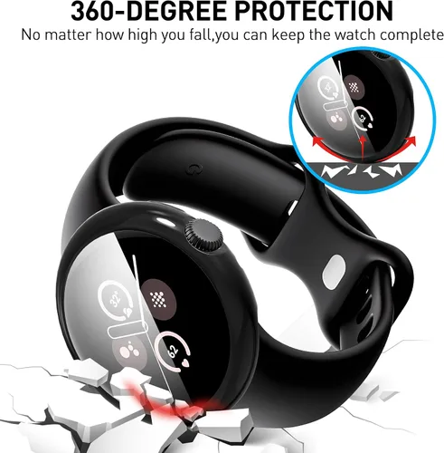 Vista 4 de Suoman Paquete de 3 fundas protectoras de pantalla para Google Pixel Watch 3/2/1 de 1.614 in, [antiarañazos], cubierta protectora completa de TPU
