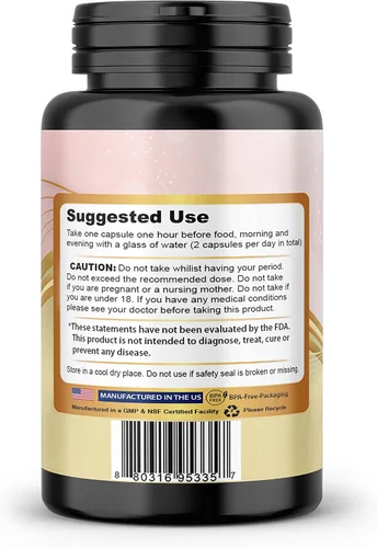 Vista 3 de Pueraria Mirifica Capsules, sin rellenos, 1000 mg diarios, suplemento de extracto de raíz orgánico, 60 cápsulas vegetales para hombres, mujeres