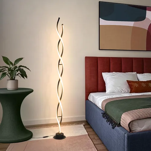 Vista 7 de ADISUN Lámpara de pie moderna de 31 W, lámpara de pie LED en espiral para sala de estar, lámpara de pie regulable de 3 colores con control remoto
