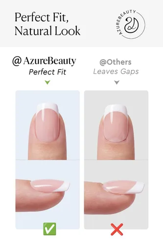 Vista 8 de AzureBeauty Short Almond French Tip Press On Nails, Glazed Donut, 32 Pcs 0-Glazed Donut French Tip