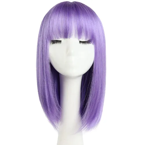 Vista 15 de Pelucas Bob con flequillo, peluca de cabello castaño rojizo de 10 Caoba