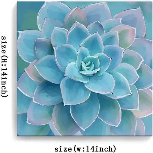 Vista 6 de Decoración de baño de suculentas azules, arte de pared enmarcado, moderno, popular, plantas de pared, impresiones en lienzo, decoración de pared