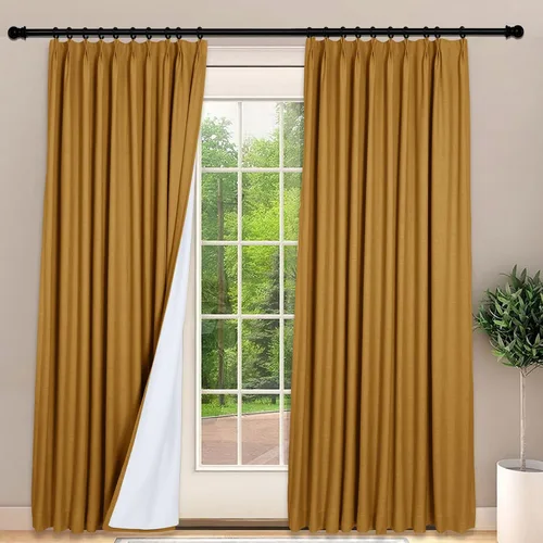 Vista 18 de Frelement Cortinas 100% opacas con forro térmico, cortinas de lino para decoración de Navidad, cortinas plisadas con aislamiento térmico