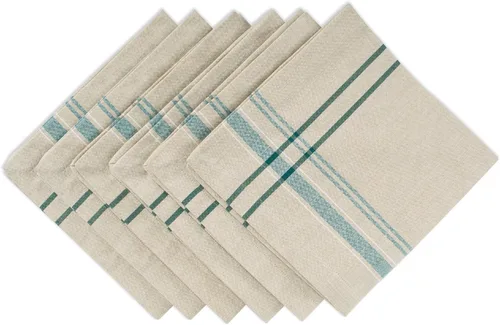 Vista 13 de DII - Servilletas para mesa estilo rústico, colección con rayas estilo francés, 20 x 20 pulgadas, color azul cambray, 6