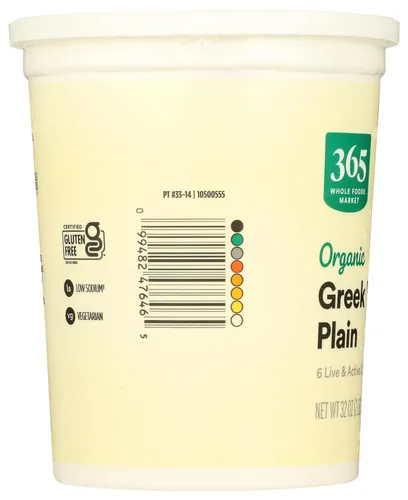 Vista 5 de Yogur de leche entera griego orgánico, liso, 32 oz