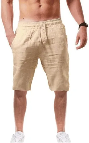 Vista 2 de EELHOE Straight Leg Trouser Pants for Men Cotton Linen Pants Loose Drawstring Slacks Men's Stretch Summer Beach Shorts