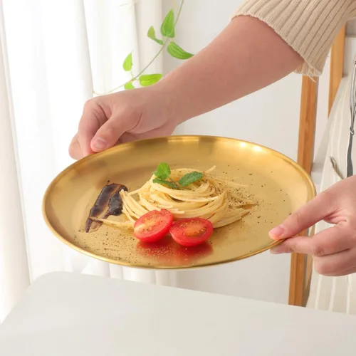 Vista 5 de Juego de platos y cuencos, platos de acero inoxidable, tazones, tazas, juego de vajilla de cocina para 4