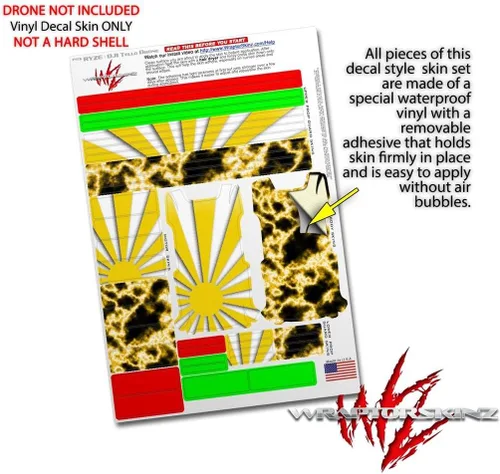 Vista 4 de Skin Wrap 2 Pack para DJI Ryze Tello Drone sol Naciente japonés bandera amarillo Drone No Incluidas