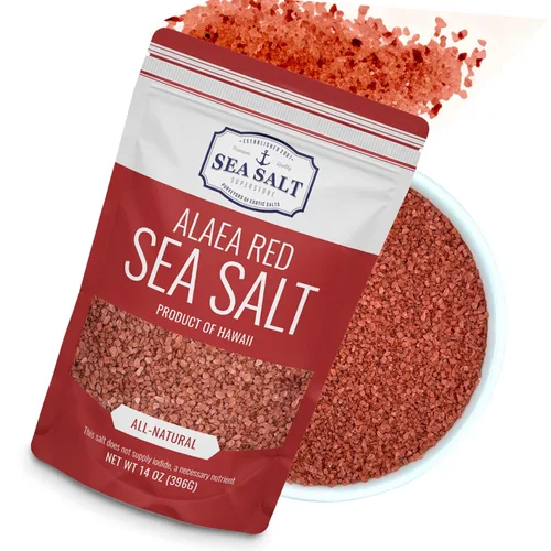 Vista 8 de Alaea - Sal roja infundida con arcilla Alaea rica en minerales, sal hawaiana roja cristalina gruesa que añade color a cualquier plato para un uso