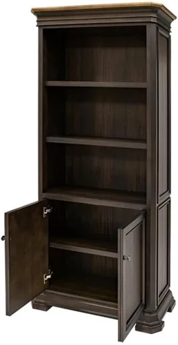 Vista 7 de Librería ejecutiva con puertas de madera ligeramente envejecida totalmente montada marrón