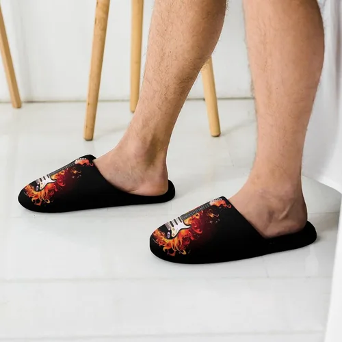 Vista 2 de Guitar Music - Pantuflas antideslizantes para hombre, cómodas, para invierno, cálidas, para casa