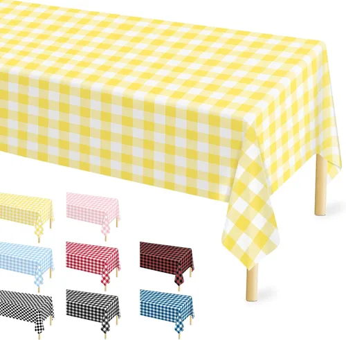 Vista 35 de Mulbozy 2 piezas de mantel de plástico negro para mesa rectangular, 54 × 108 pulgadas, fundas desechables de mesa para fiestas negras