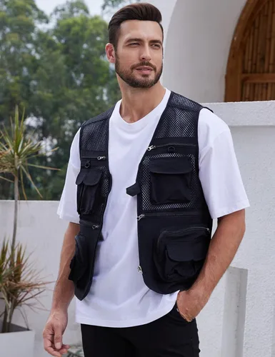Vista 3 de Gihuo - Chaleco de pesca para hombre, con bolsillos, para viajar, ir de safari o practicar tiro