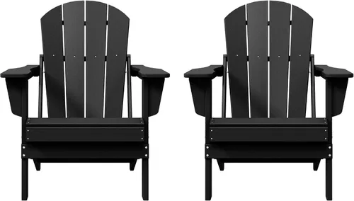 Vista 12 de WO Home Furniture Laguna Silla plegable Adirondack de polietileno de alta densidad, silla para patio para todo tipo de clima, para jardín al aire